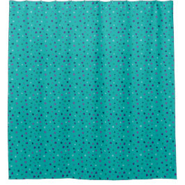 Tinte Hartjes, Paars, Turkoois, Blauw op Turquoise Douchegordijn