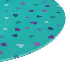 Tinte Hartjes, Paars, Turkoois, Blauw op Turquoise Snijplank