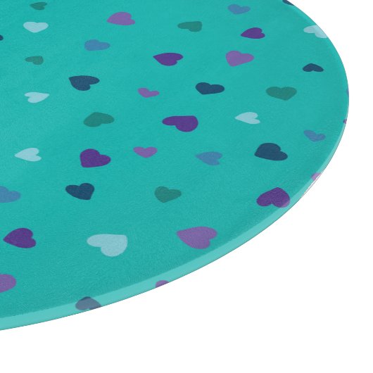 Tinte Hartjes, Paars, Turkoois, Blauw op Turquoise Snijplank (Hoek)