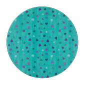 Tinte Hartjes, Paars, Turkoois, Blauw op Turquoise Snijplank (Voorkant)