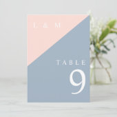 Tinte Stof Blauw Monogram Trouw Tafelnummer (Staand voorkant)