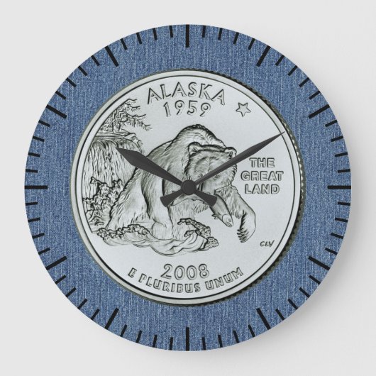 Tinted Alaska State Quarter Design  Grote Klok (Voorkant)