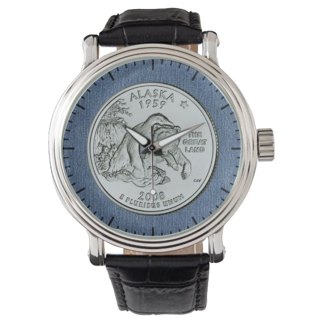 Tinted Alaska State Quarter Design Horloge (Voorkant)