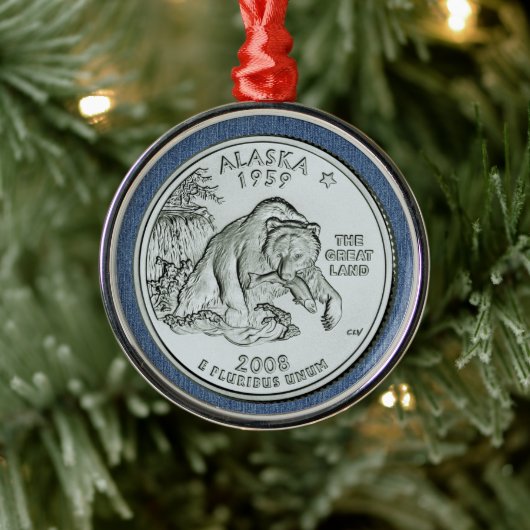 Tinted Alaska State Quarter Design Metalen Ornament (Boom)