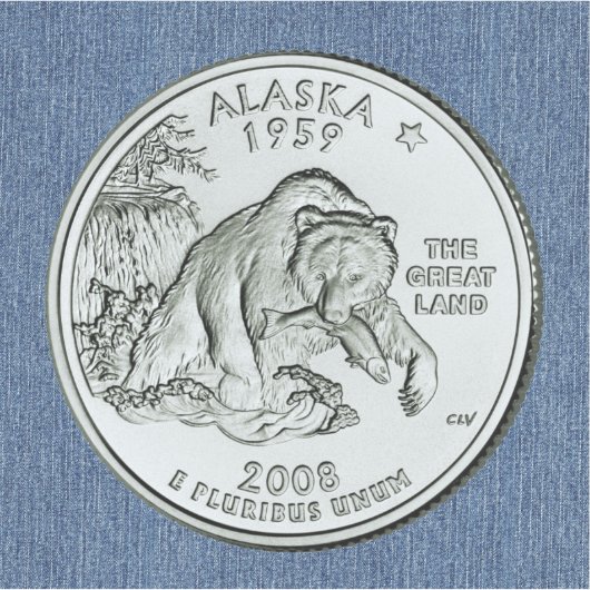 Tinted Alaska State Quarter Design Sticker (Voorkant)