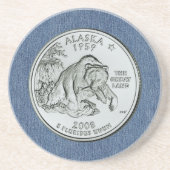 Tinted Alaska State Quarter Design Zandsteen Onderzetter (Voorkant)