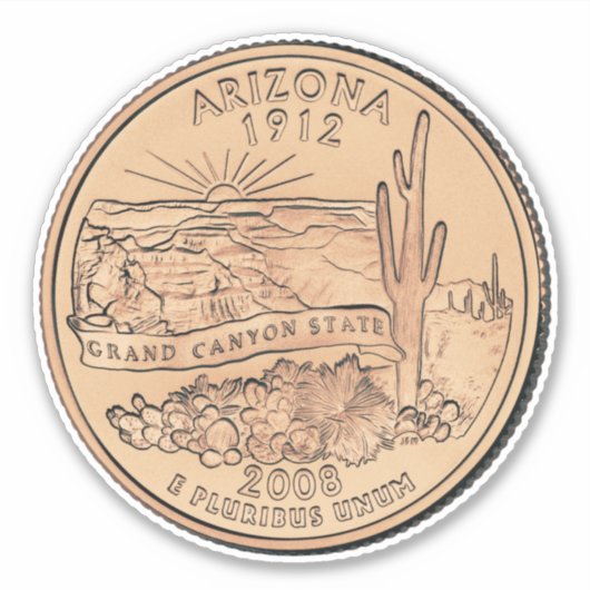 Tinted Arizona State Quarter Design Car Sticker (Voorkant)
