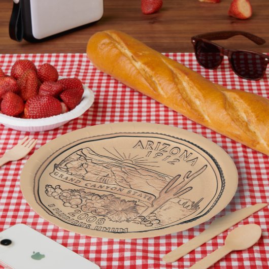 Tinted Arizona State Quarter Design Papieren Bordje (Picknick)