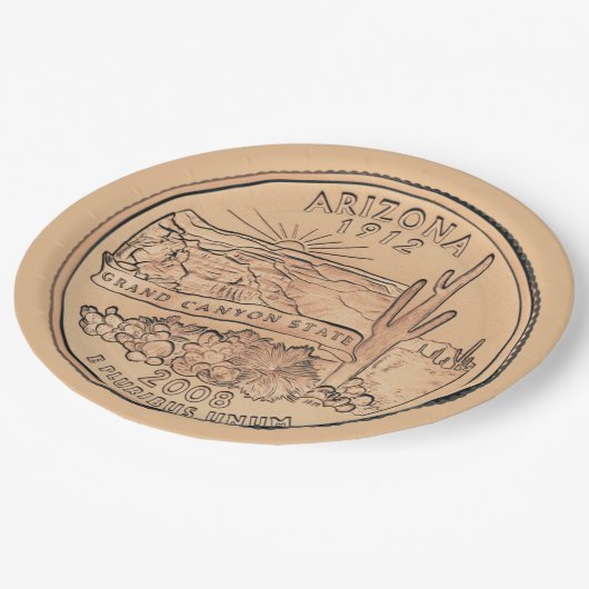 Tinted Arizona State Quarter Design Papieren Bordje (Gekanteld)