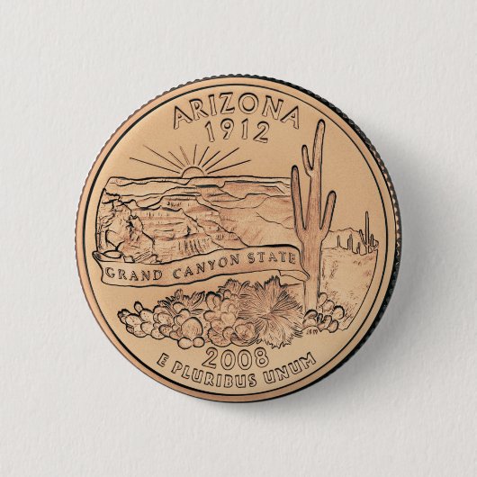 Tinted Arizona State Quarter Design Ronde Button 5,7 Cm (Voorkant)