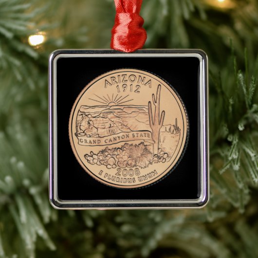 Tinted Arizona State Quarter Metalen Ornament (Boom)