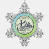 Tinted California State Quarter Tin Sneeuwvlok Ornament (Voorkant)