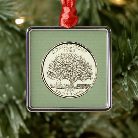 Tinted Connecticut State Quarter Design Metalen Ornament (Boom)