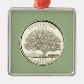 Tinted Connecticut State Quarter Design Metalen Ornament (Voorkant)