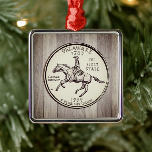 Tinted Delaware State Quarter Metalen Ornament (Boom)