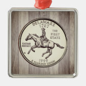 Tinted Delaware State Quarter Metalen Ornament (Voorkant)