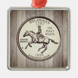 Tinted Delaware State Quarter Metalen Ornament
