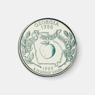 Tinted Georgia State Quarter Design Magneet