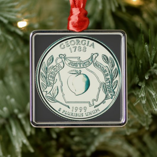 Tinted Georgia State Quarter Metalen Ornament (Boom)