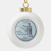 Tinted Hawaii State Quarter Design Keramische Bal Ornament (Voorkant)