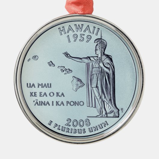 Tinted Hawaii State Quarter Design Metalen Ornament (Voorkant)
