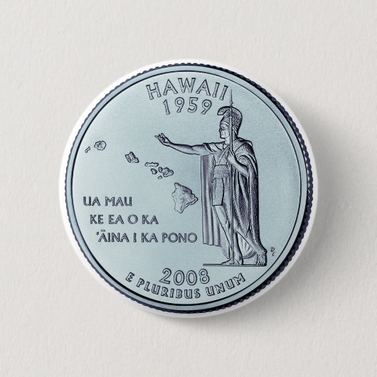 Tinted Hawaii State Quarter Design Ronde Button 5,7 Cm (Voorkant)
