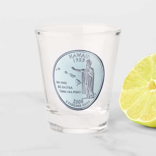 Tinted Hawaii State Quarter Design Shot Glas