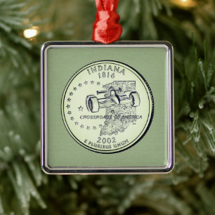 Tinted Indiana State Quarter Metalen Ornament