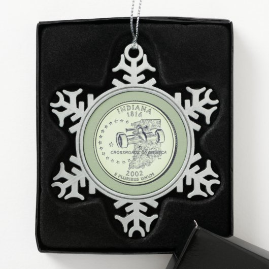 Tinted Indiana State Quarter Tin Sneeuwvlok Ornament (Kistje)