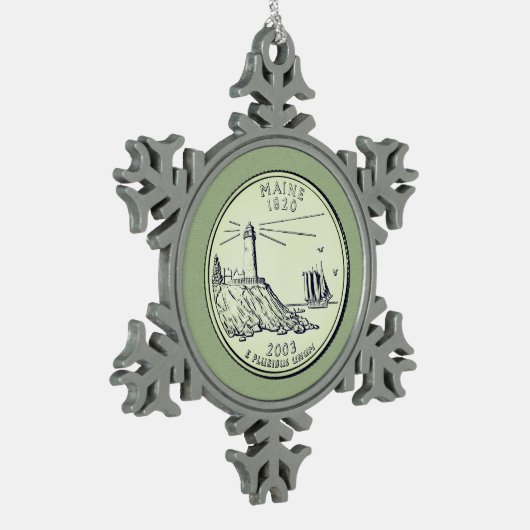 Tinted Maine State Quarter Tin Sneeuwvlok Ornament (Links)