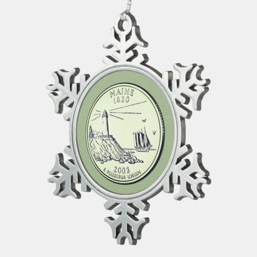 Tinted Maine State Quarter Tin Sneeuwvlok Ornament (Rechts)