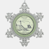 Tinted Maine State Quarter Tin Sneeuwvlok Ornament (Voorkant)