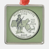 Tinted Massachusetts State Quarter Metalen Ornament (Voorkant)