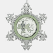 Tinted Massachusetts State Quarter Tin Sneeuwvlok Ornament (Voorkant)