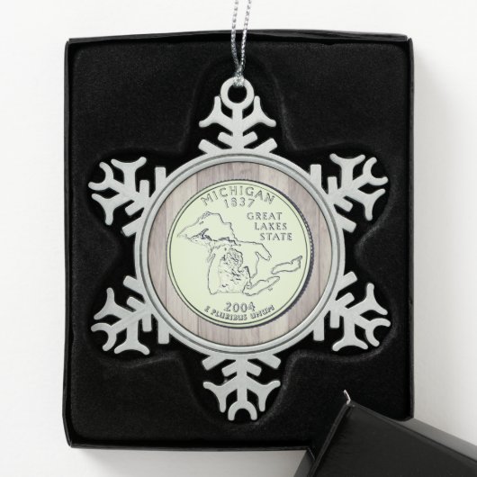 Tinted Michigan State Quarter Tin Sneeuwvlok Ornament (Kistje)