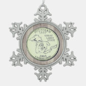 Tinted Michigan State Quarter Tin Sneeuwvlok Ornament (Voorkant)