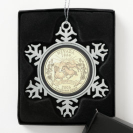Tinted Nevada State Quarter Tin Sneeuwvlok Ornament