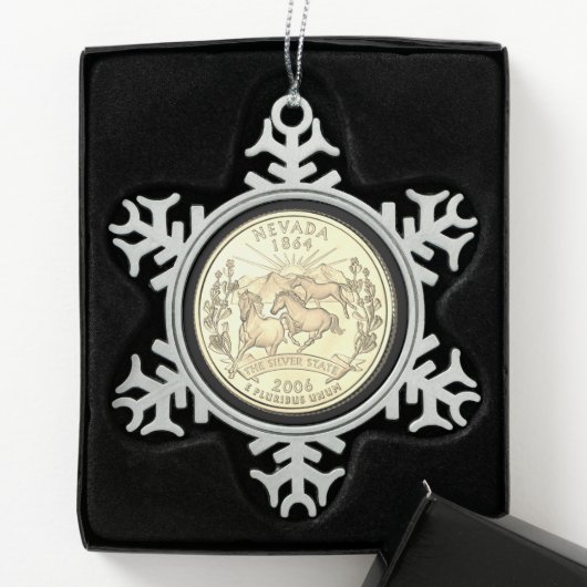 Tinted Nevada State Quarter Tin Sneeuwvlok Ornament (Kistje)