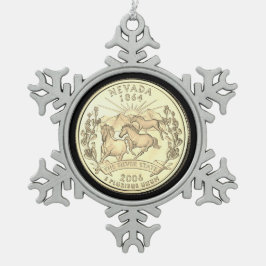 Tinted Nevada State Quarter Tin Sneeuwvlok Ornament