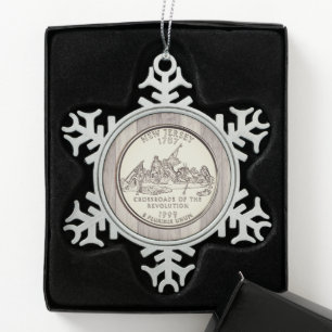 Tinted New Jersey State Quarter Tin Sneeuwvlok Ornament