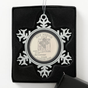 Tinted New Mexico State Quarter Tin Sneeuwvlok Ornament