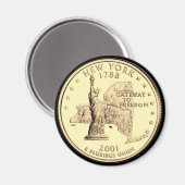 Tinted New York State Quarter Design Magneet (Voorkant / Achterkant)