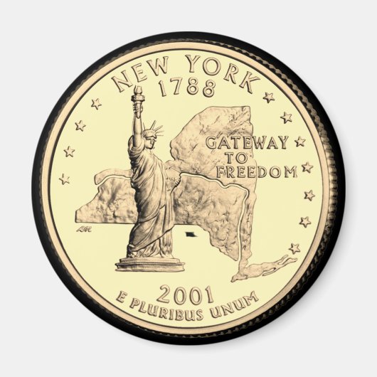 Tinted New York State Quarter Design Magneet (Voorkant)