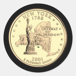 Tinted New York State Quarter Design Ronde Sticker