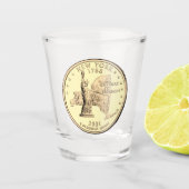 Tinted New York State Quarter Design Shot Glass Glas (Voorkant)