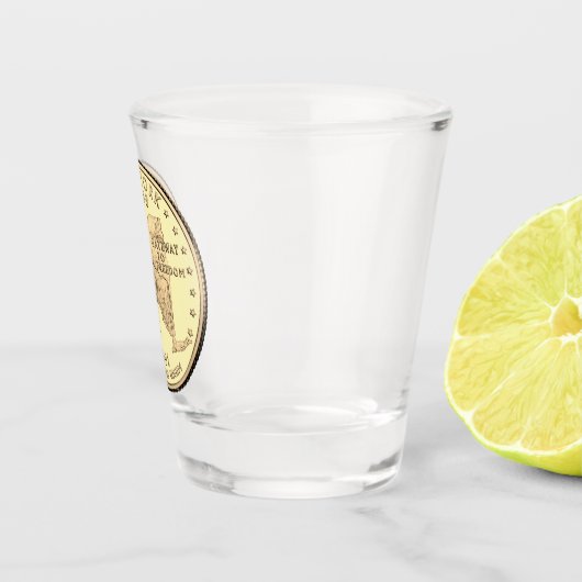 Tinted New York State Quarter Design Shot Glass Shot Glas (Rechts)