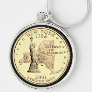 Tinted New York State Quarter Design Sleutelhanger