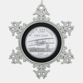 Tinted North Carolina State Quarter Tin Sneeuwvlok Ornament