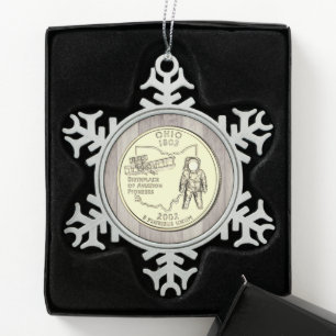 Tinted Ohio State Quarter Tin Sneeuwvlok Ornament