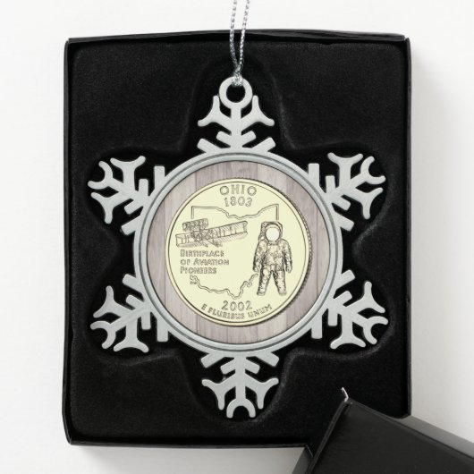 Tinted Ohio State Quarter Tin Sneeuwvlok Ornament (Kistje)